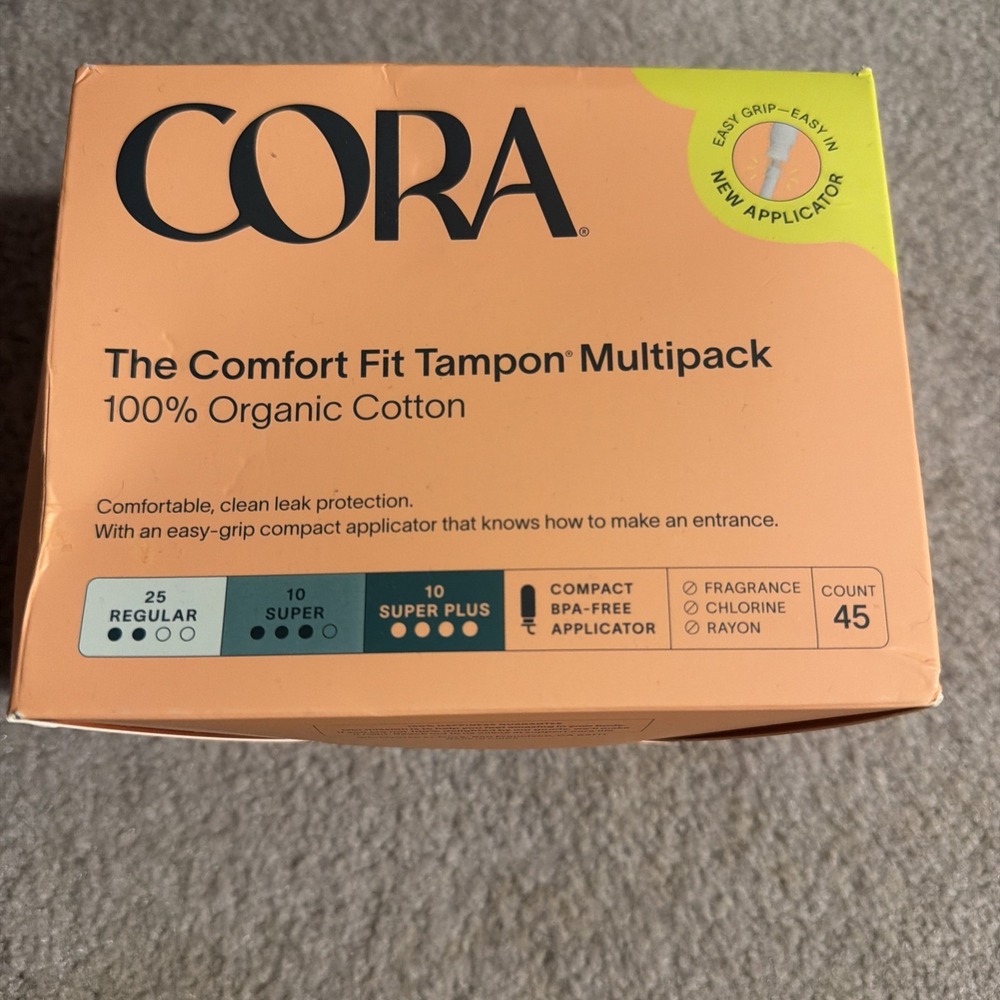 Cora The Comfort Fit Tampon Multipack 45 Count Regular Super Super Plus Organic